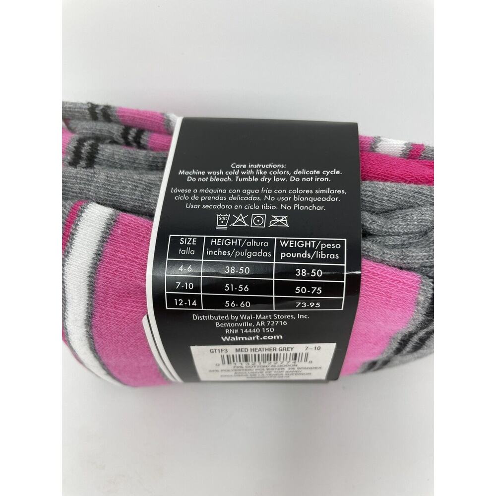 George Pink Grey White Striped Heavyweight Cotton‎ Tights Girl's Size 7-10 NWT - Picture 2 of 3